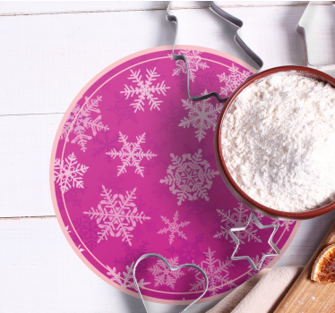 Posavasos navideño bandeja circular con copos de nieve - TenVinilo