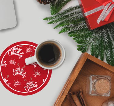 Posavasos navideño celebración roja festiva - TenVinilo