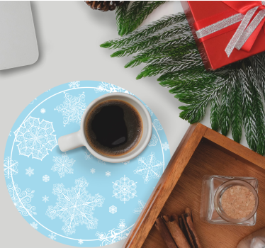 Posavasos navideño círculo de copos de nieve - TenVinilo