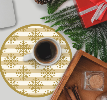 Posavasos navideño con diseño de copos y rayas - TenVinilo