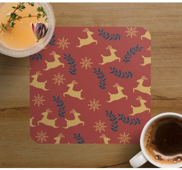 Posavasos navideño con diseño de renos galopantes - TenVinilo