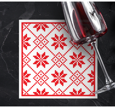Posavasos navideño con patrón floral rojo - TenVinilo