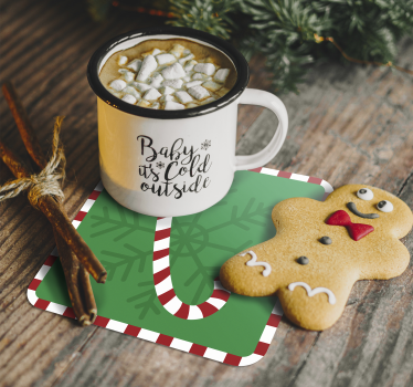 Posavasos navideño diseño de copo de nieve y caramelo - TenVinilo