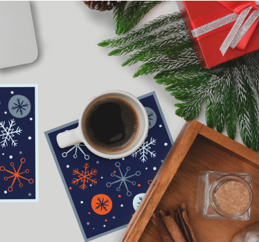 Posavasos navideño diseño de copos de nieve - TenVinilo