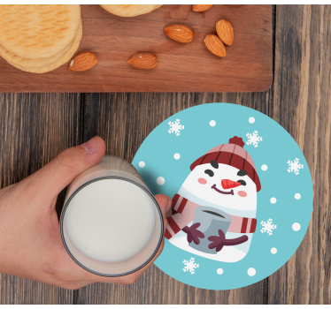 Posavasos navideño muñeco de nieve con taza - TenVinilo