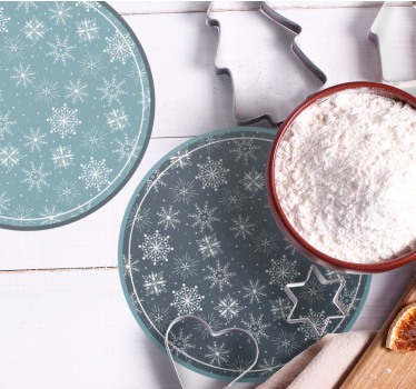 Posavasos navideño platos con motivos de copos de nieve - TenVinilo