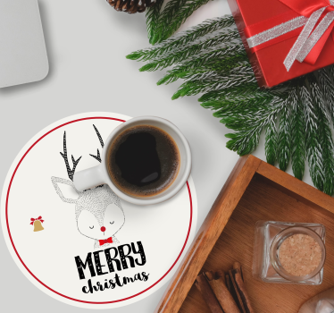 Posavasos navideño reno con cascabeles - TenVinilo