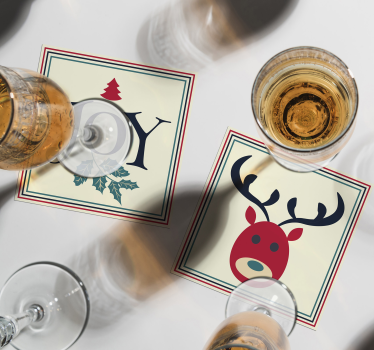 Posavasos navideño reno y acebo - TenVinilo
