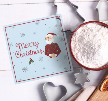 Posavasos navideño santa con copos de nieve - TenVinilo