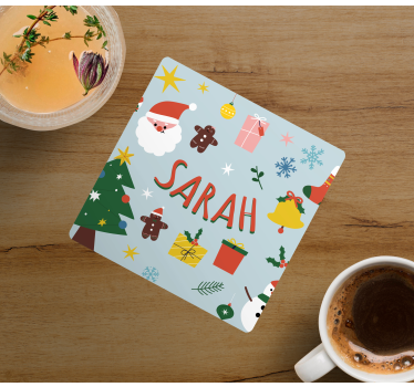 Posavasos navideño santa y regalos festivos - TenVinilo