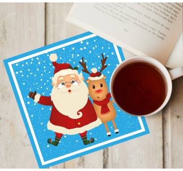 Posavasos navideño santa y renos - TenVinilo