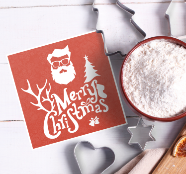 Posavasos navideño silueta de santa claus - TenVinilo