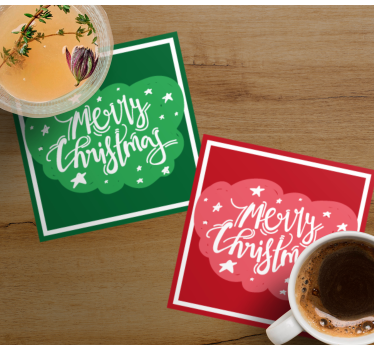 Posavasos navideño tipografía festiva alegre - TenVinilo