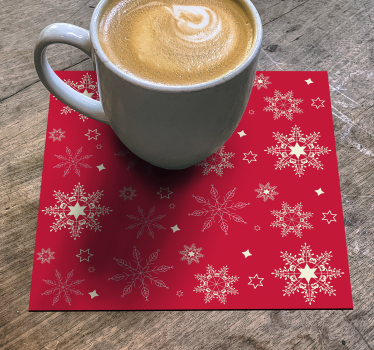 Posavasos navideños copos nieve rojos - TenVinilo
