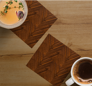 Posavasos patrón chevron madera - TenVinilo