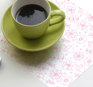 Posavasos patrón de arte lineal floral - TenVinilo