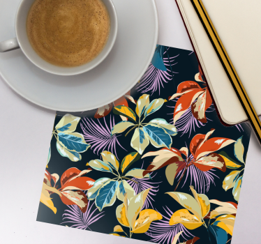 Posavasos patrón de hojas coloridas - TenVinilo