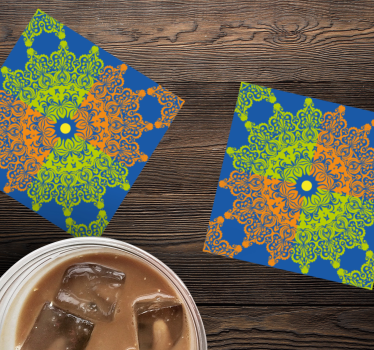 Posavasos azulejo patrón de mandala colorido - TenVinilo