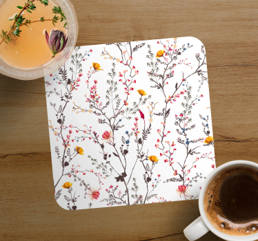 Posavasos patrón de ramas florales - TenVinilo