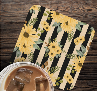 Posavasos patrón floral a rayas - TenVinilo
