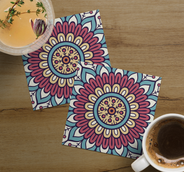 Posavasos patrón floral circular - TenVinilo