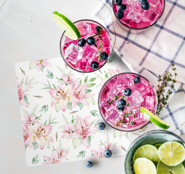 Posavasos patrón floral con lirios - TenVinilo