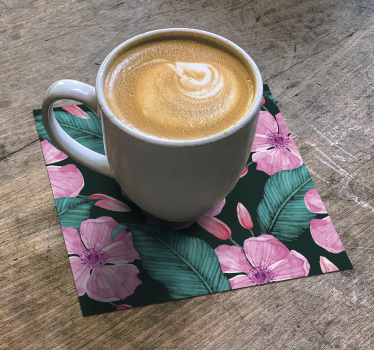 Posavasos patrón floral y de hojas - TenVinilo