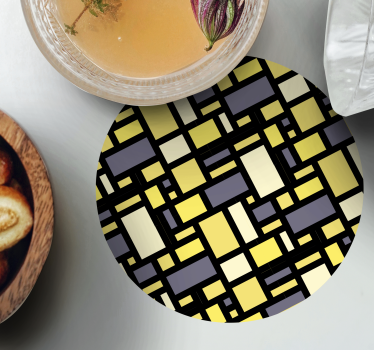 Posavasos patrón geométrico amarillo y gris - TenVinilo