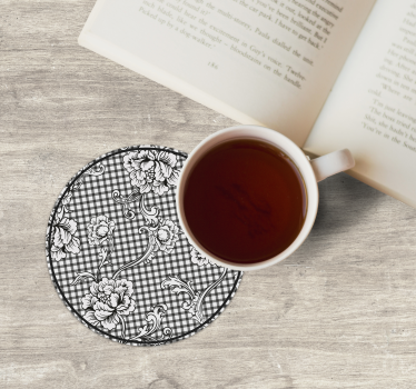 Posavasos patrón gingham floral - TenVinilo