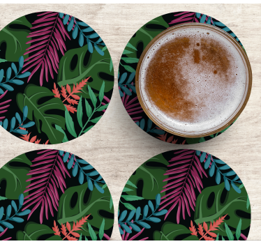 Posavasos patrones de hojas tropicales - TenVinilo