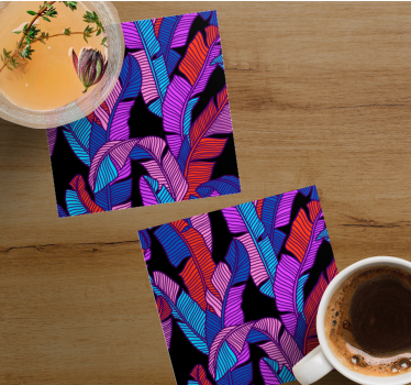 Posavasos patrones de hojas vibrantes - TenVinilo