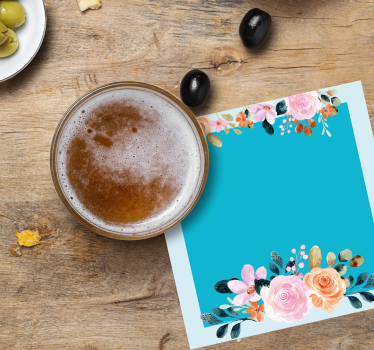 Posavasos personalizable acento floral rectángulo - TenVinilo
