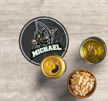 Posavasos personalizable arquero con nombre - TenVinilo