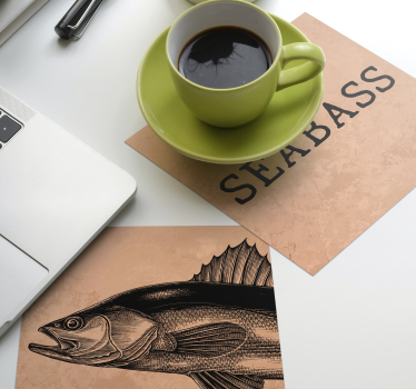 Posavasos personalizable arte de ilustración de seabass - TenVinilo