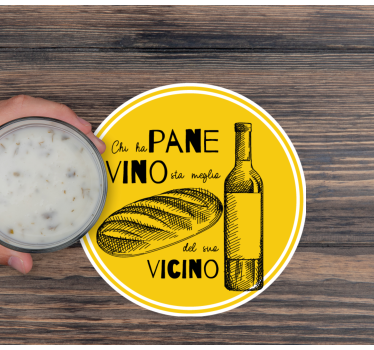 Posavasos personalizable botella de vino y pan - TenVinilo