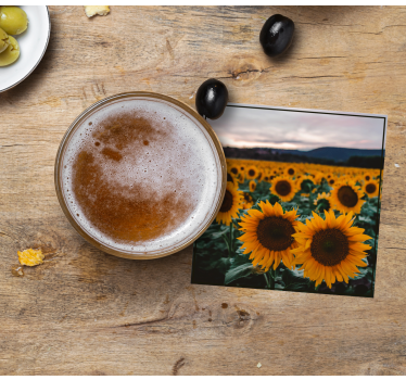 Posavasos personalizable campo de girasoles - TenVinilo