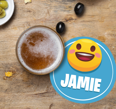 Posavasos personalizable con cara sonriente - TenVinilo