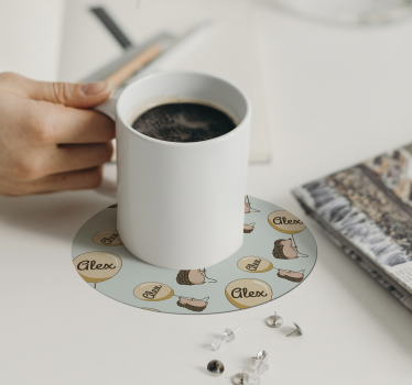 Posavasos personalizable con divertidos erizos - TenVinilo