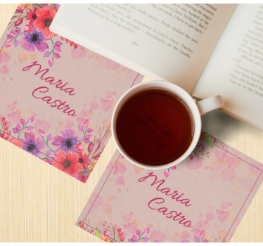 Posavasos personalizable con mejoras florales - TenVinilo