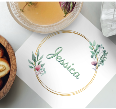 Posavasos personalizable con nombre floral - TenVinilo