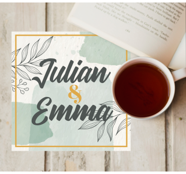 Posavasos boda diseño de nombre personalizado - TenVinilo