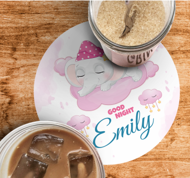 Posavasos personalizable diseño elefante dormilón - TenVinilo