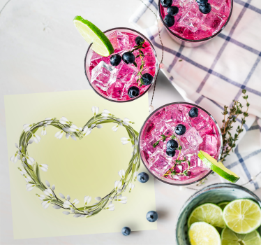 Posavasos personalizable elemento floral en forma de corazón - TenVinilo