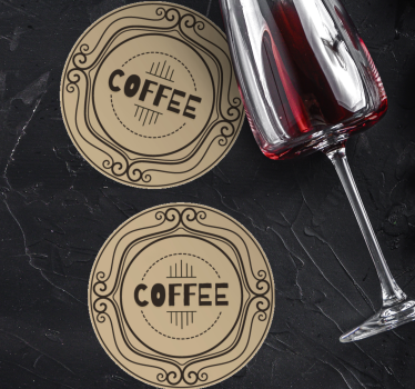 Posavasos personalizable emblema circular elegante de café - TenVinilo