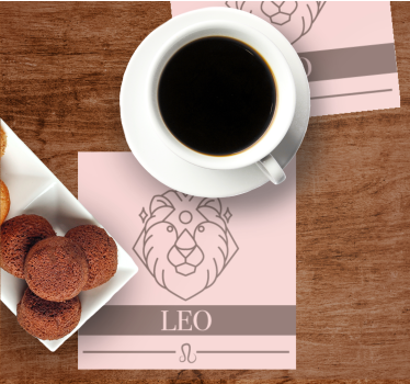 Posavasos personalizable emblema leo minimalista - TenVinilo