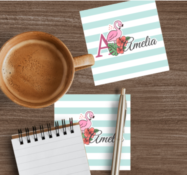 Posavasos personalizable flamenco floral personalizado - TenVinilo