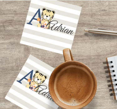 Posavasos personalizable ilustración de tigre caprichoso - TenVinilo