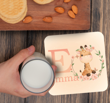 Posavasos personalizable jirafa linda - TenVinilo