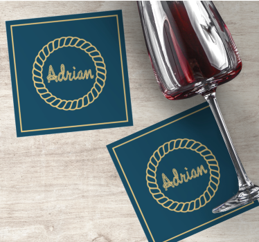 Posavasos personalizable monograma círculo de cuerda - TenVinilo