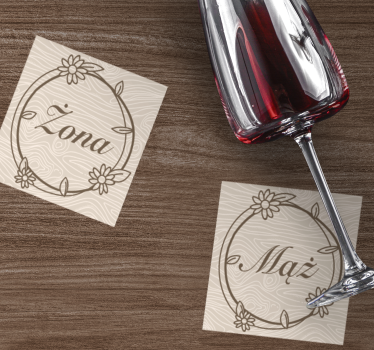 Posavasos personalizable monograma con marco floral - TenVinilo